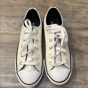 Converse White and Silver Low-Top Sneakers